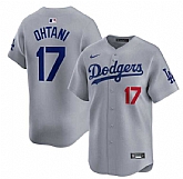 Men's Los Angeles Dodgers #17 Shohei Ohtani Gray Cool Base Stitched Baseball Jersey,baseball caps,new era cap wholesale,wholesale hats